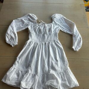 Elegant White Smocked Mini Dress